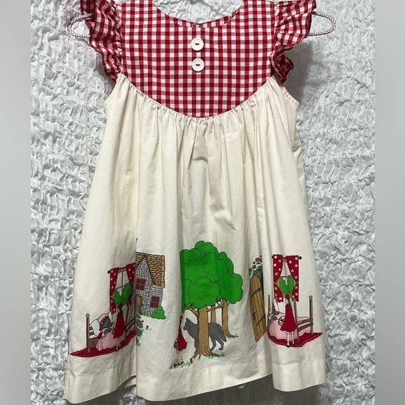 Eleanor Rose FAIRYTALE CLASSIC RED RIDING HOOD GINGHAM RED CHECK DRESS SIZE 5–6 - Picture 8 of 9